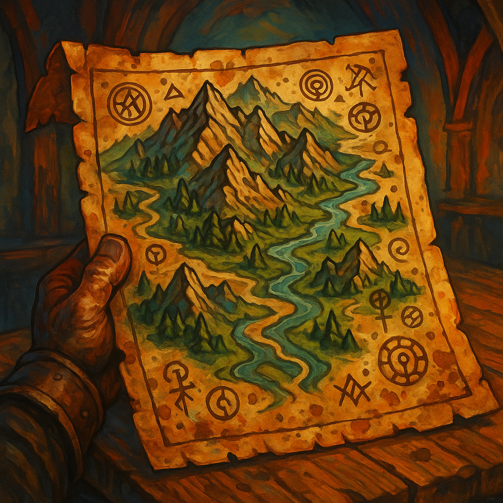 Illustration de Carte Ancienne des Montagnes Runaires - Carte ancienne